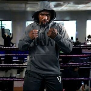Title Boxing Hoodie with Polar Fleece Lining in Grey